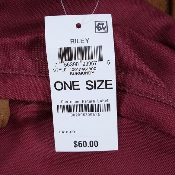 SUN + STONE Burgundy Backpack Canvas School Laptop Bookbag RILEY - Picture 3 of 5